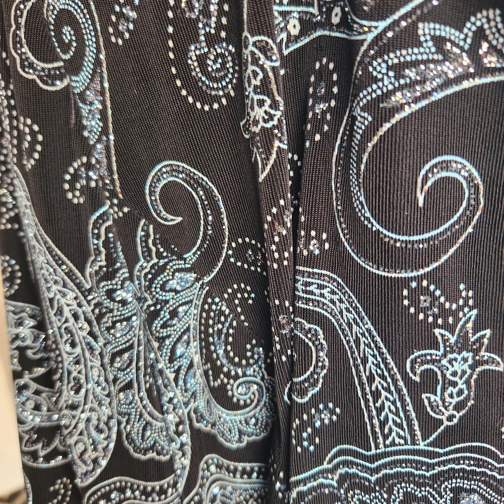 Alex Evenings 2 Piece Glitter Paisley Tank Jacket Set Black Blue Womens S New - Picture 3 of 12